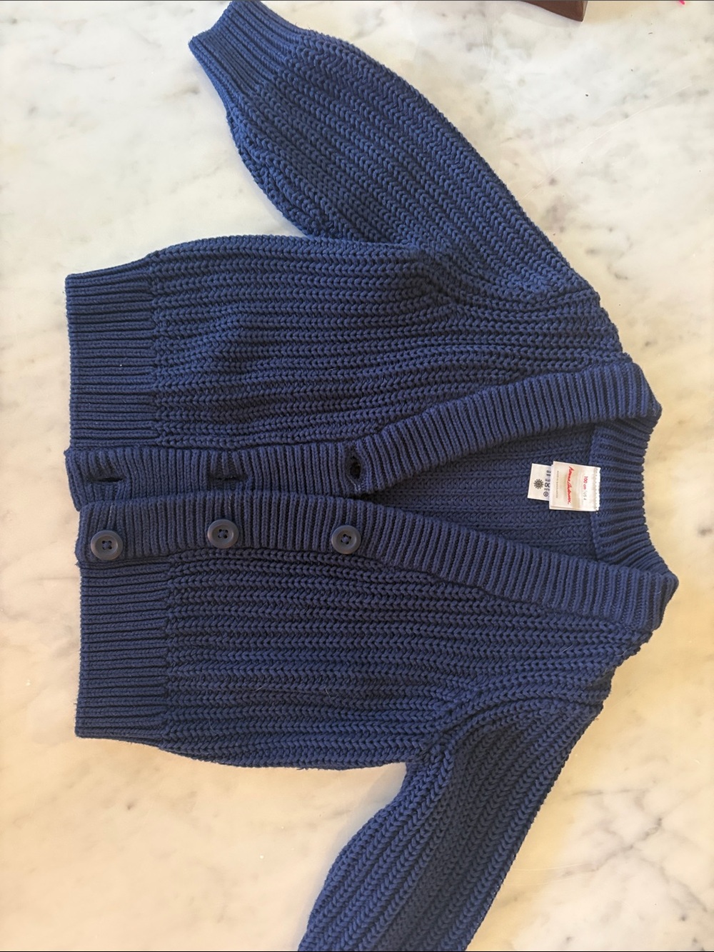 Hanna Andersson Deep Blue Ribbed Knit Cardigan